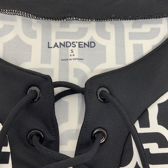 Lands' End Women’s Size Small Black White Lace Up Chest Geometric Dress‎ - Picture 8 of 13